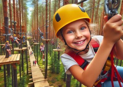 Crea un macro muy realista de una niña de unos 10 años aproximadamente, que se esté desliando por un